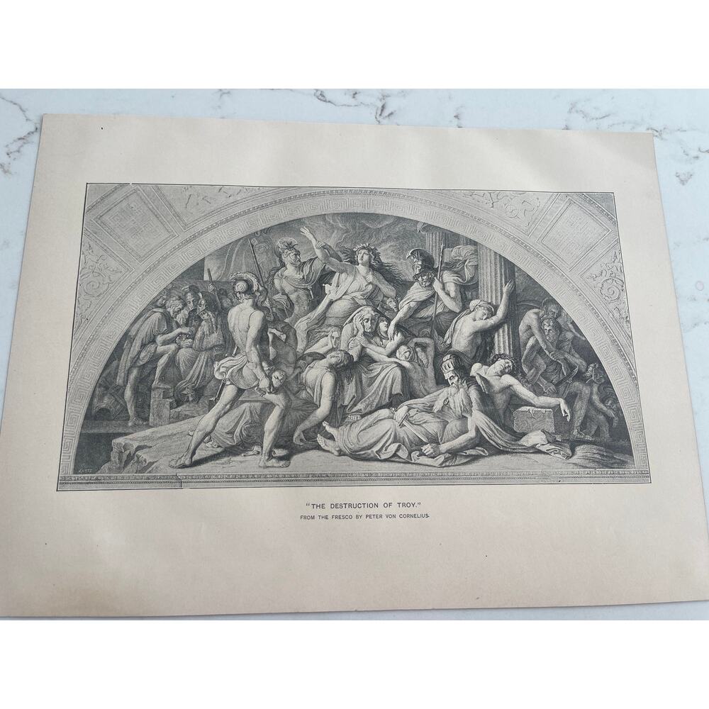 The Destruction of Troy, Peter Von Cornelius, Ancient Greece, Book Page, 1888